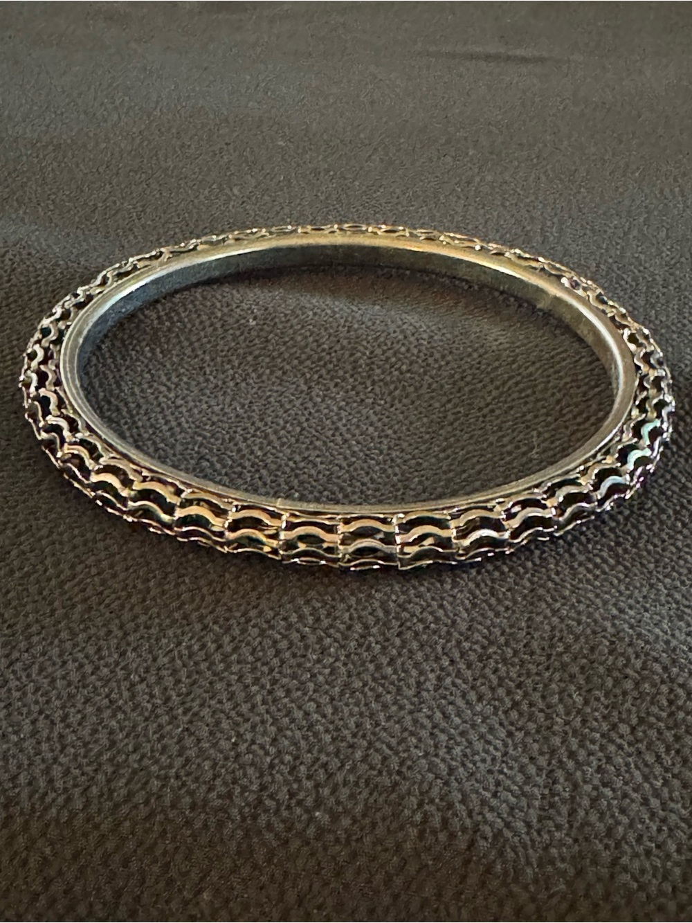 Gunmetal Openwork Filigree Bangle Bracelet